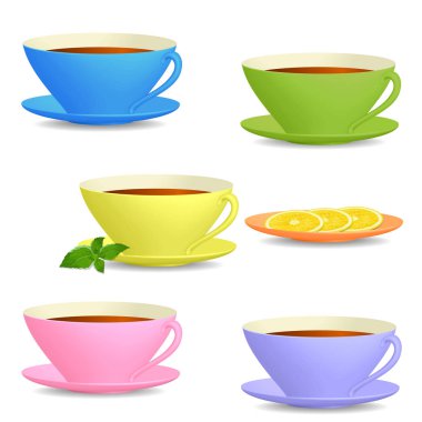 Nane ve limon ile çay çok renkli bardak