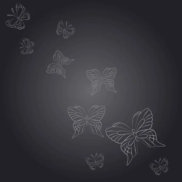 Soaring Butterfly Gray Background — Stockový vektor