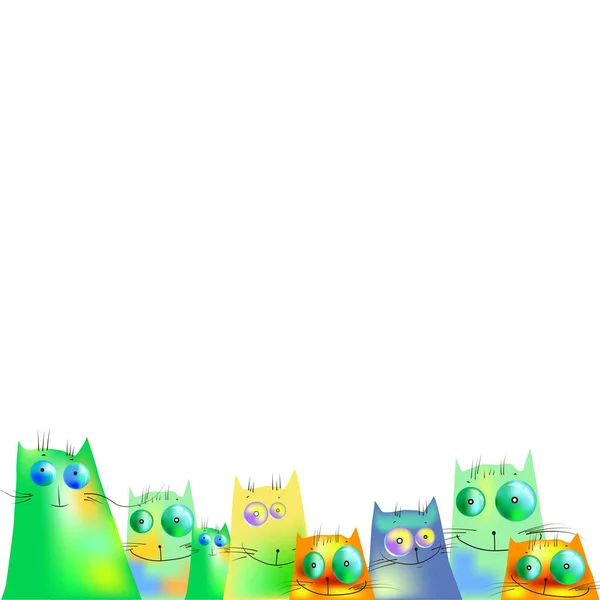 Gatos Color Estilo Dibujos Animados Gatos Divertidos — Vector de stock