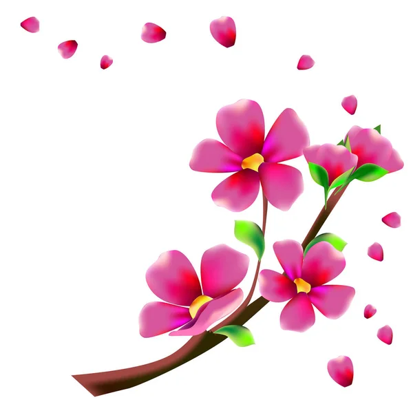 Tak Met Bloemen Van Sakura Heldere Bloemen — Stockvector