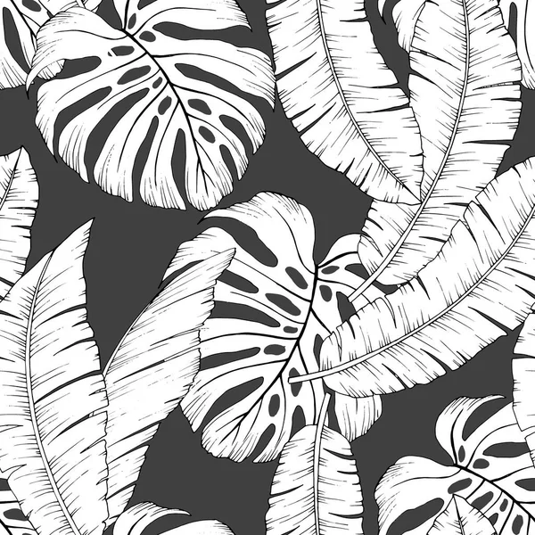 Motif Sans Couture Avec Des Plantes Tropicales Ornement Pour Papier — Image vectorielle