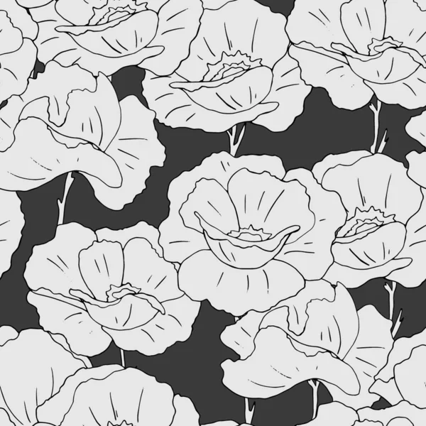 Bezešvé Vzor Mákem Květiny Monochromatických Barvách Ornament Tapety Tkaniny Balicí — Stockový vektor