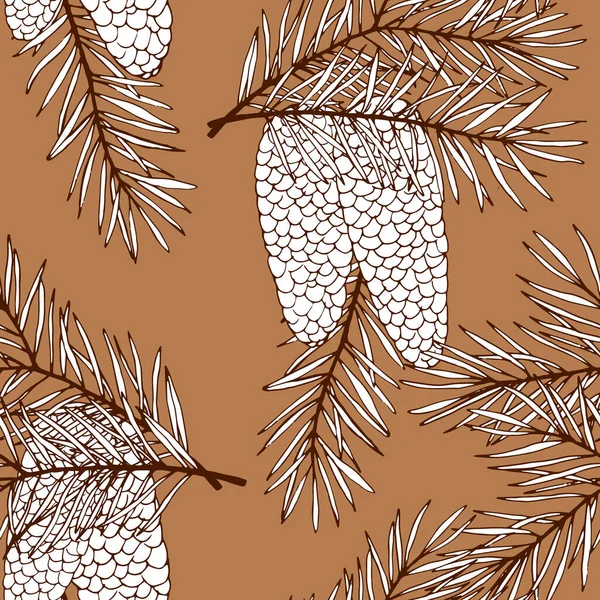 シームレスなパターンのモノクローム モミやコーンの枝 壁紙やファブリックの装飾 包装紙 異なるデザインの背景 — ストックベクタ