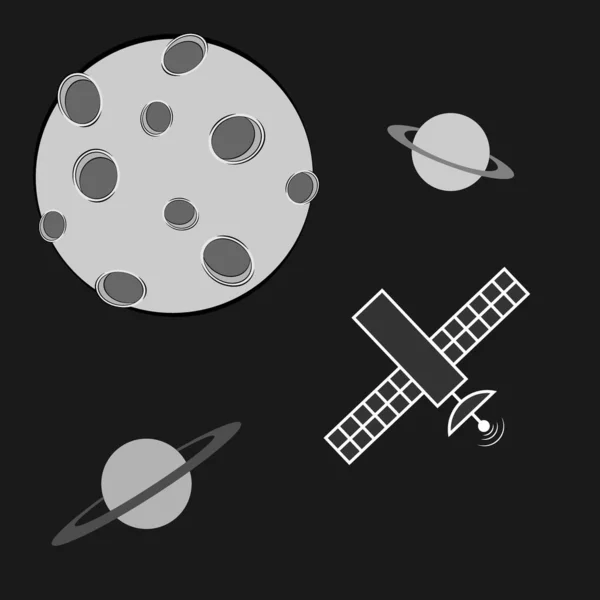 行星和卫星的背景 不同设计的矢量图解 — 图库矢量图片