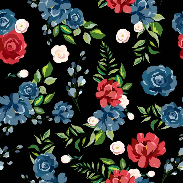 Elegant Naadloos Patroon Met Bloemenelementen Bladeren Ornament Voor Behang Stof — Stockvector