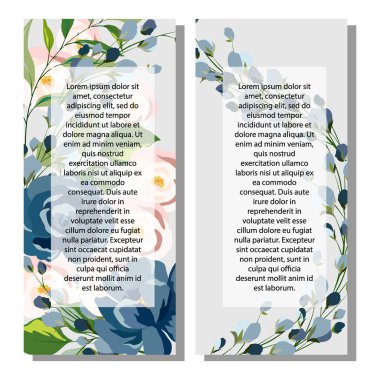 Selamlamalar için pankart, çerçeve ve çiçekli arkaplan, farklı tasarım için vektör illüstrasyonu