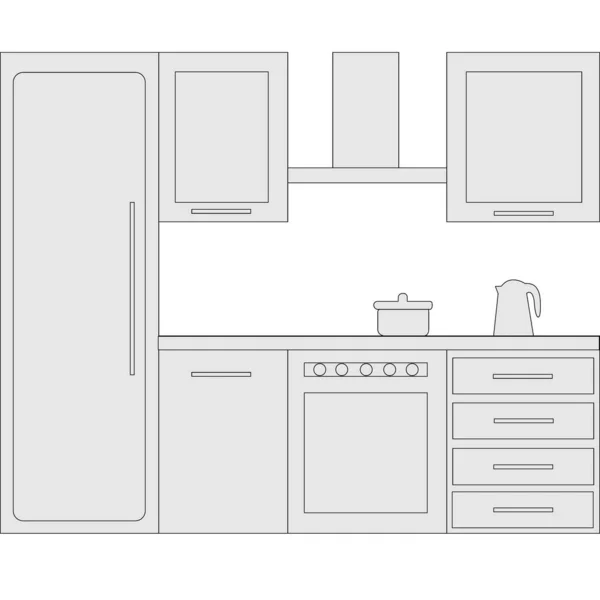 Vectorillustratie Keukenmeubelen Grijze Kleur Isoleren Een Witte Achtergrond — Stockvector