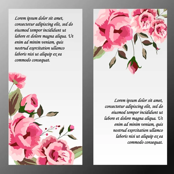 Carte Vœux Décor Avec Des Fleurs Bannière Pour Inscription Fond — Image vectorielle