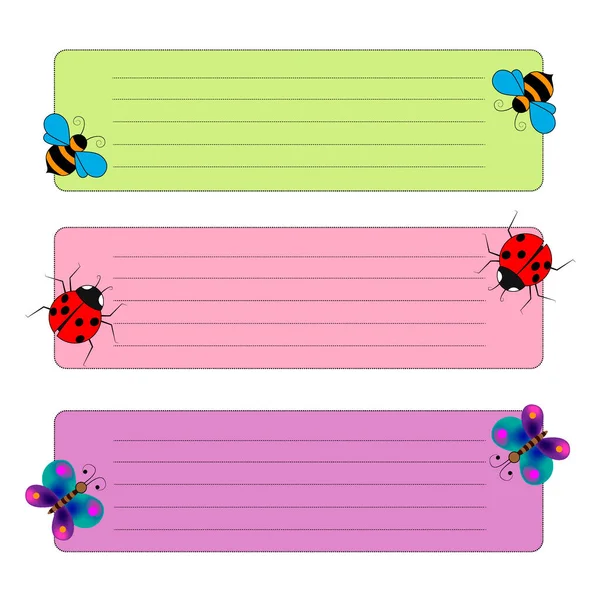 Registros Abejas Mariposas Escarabajos Rojos Ilustración Vectorial Aislados Sobre Fondo — Archivo Imágenes Vectoriales