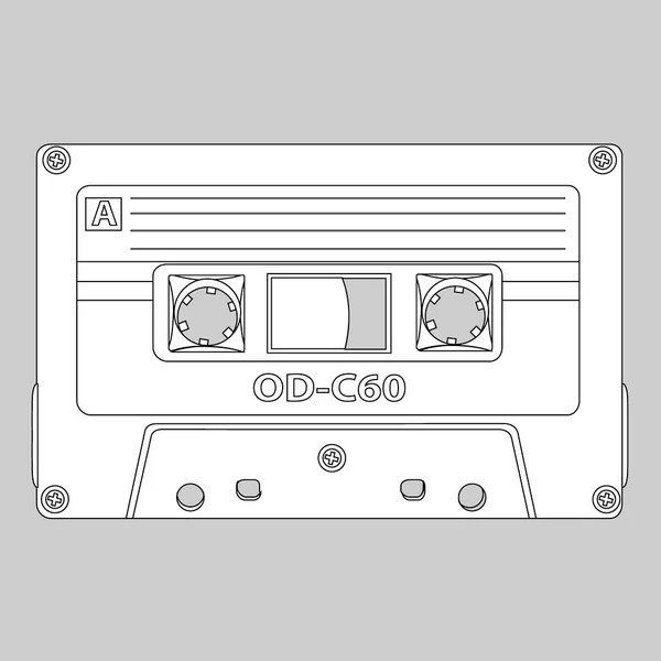 Imagen Casete Retro Gráfico Dibujo Lineal Ilustración Vectorial Aislar — Vector de stock