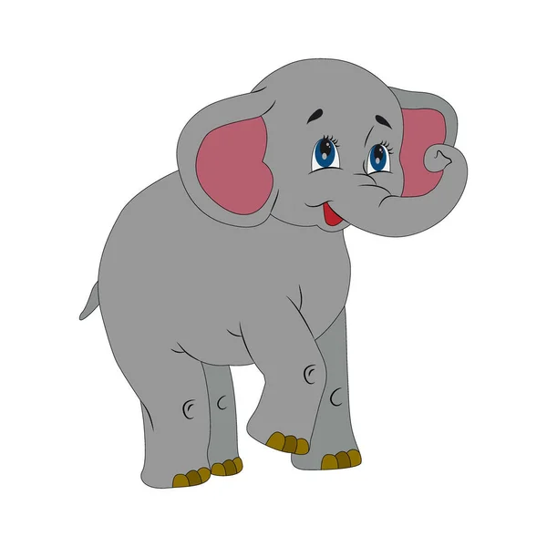 Illustration Vectorielle Isoler Sur Fond Blanc Éléphant Style Dessin Animé — Image vectorielle