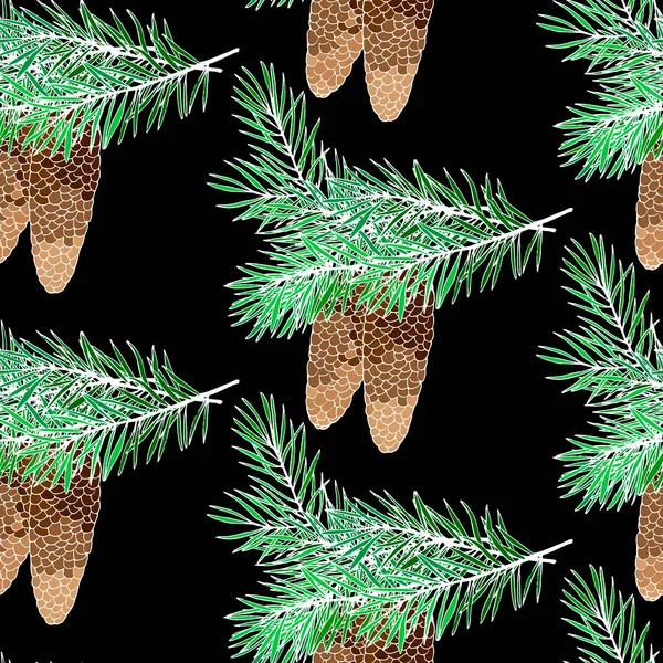 Motif Sans Couture Avec Branches Cônes Sapin Ornement Pour Papier — Image vectorielle