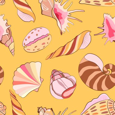 Kusursuz deniz kabuğu deseni, duvar kağıdı ve kumaş süsü, ambalaj kağıdı.