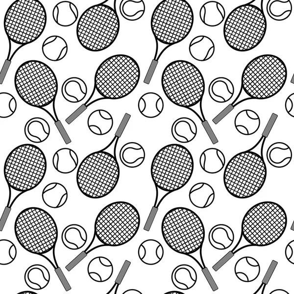 Patrón Tenis Sin Costuras Con Raquetas Bolas Adorno Para Papel — Vector de stock