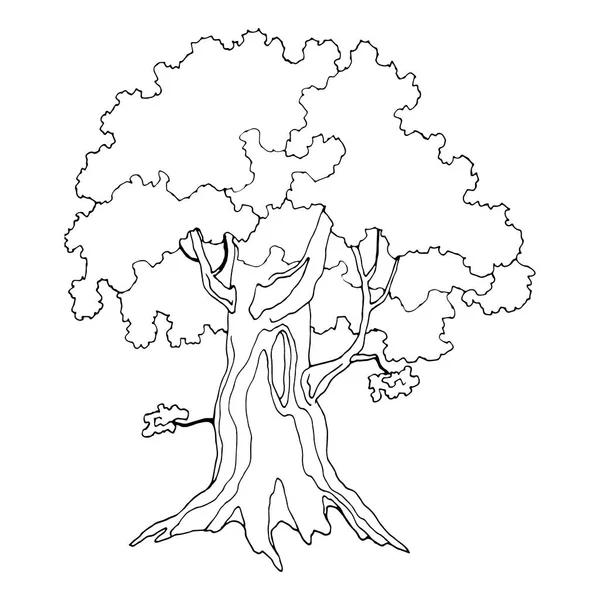 Ilustración Vectorial Aislar Imagen Árbol Estilizado Colorear Patrón Blanco Negro — Vector de stock