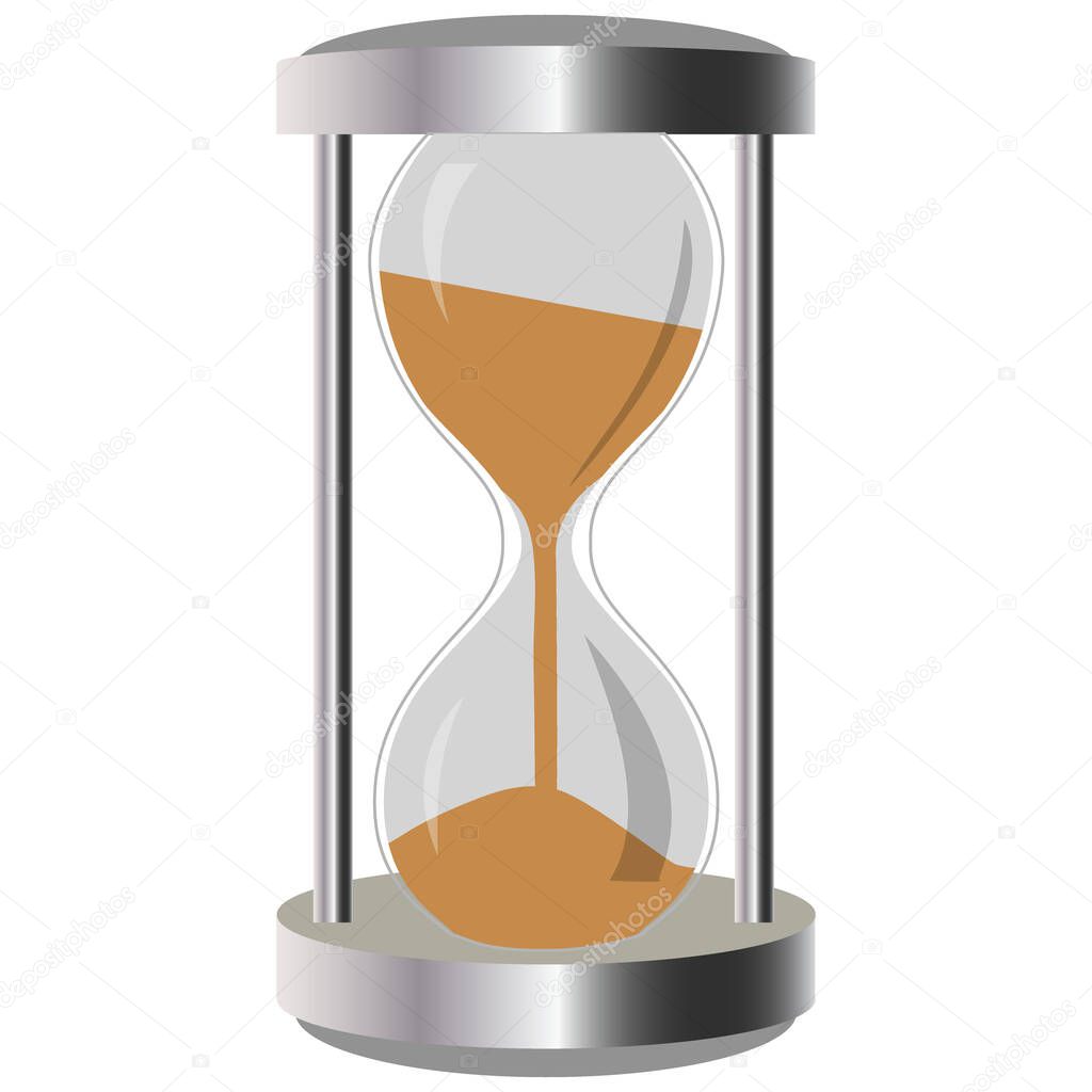 Isolate on white background, hourglass, vector illustration