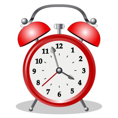 Alarm saatinin görüntüsü, retro saat, beyaz arkaplanda izole et, vektör illüstrasyonu