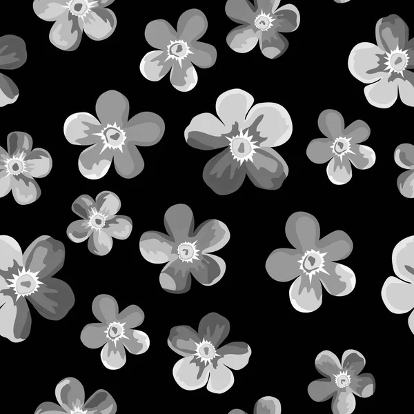Αδιάλειπτη Μοτίβο Λουλούδια Του Forget Nots Μονόχρωμα Χρώματα Στολίδι Για — Διανυσματικό Αρχείο