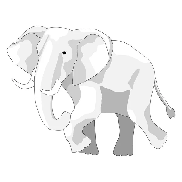 Vektorillustration Bild Des Elefanten Grau Wildes Tier Isoliert Auf Weißem — Stockvektor