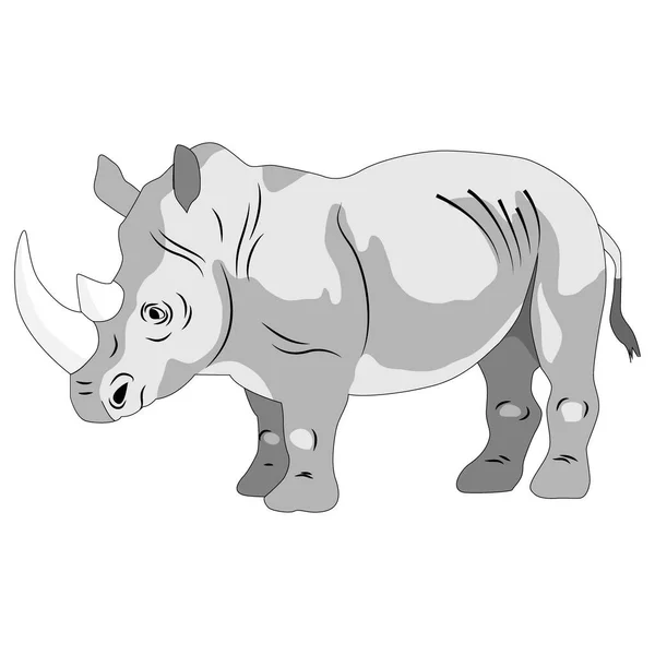 Illustration Vectorielle Image Rhinocéros Dans Des Couleurs Grises Animal Sauvage — Image vectorielle