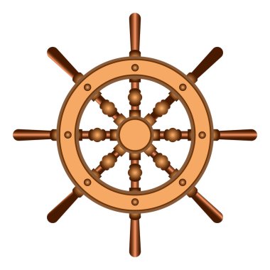 Direksiyonun görüntüsü, geminin ögesi, beyaz bir arkaplanda izole et, vektör illüstrasyonu