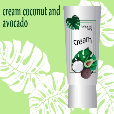 Hindistan cevizi ve avokadolu kremanın tanıtımı için arka plan