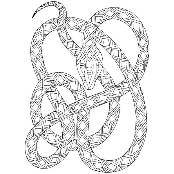 Colorear Imagen Una Serpiente Con Patrón Ilustración Vectorial — Archivo Imágenes Vectoriales