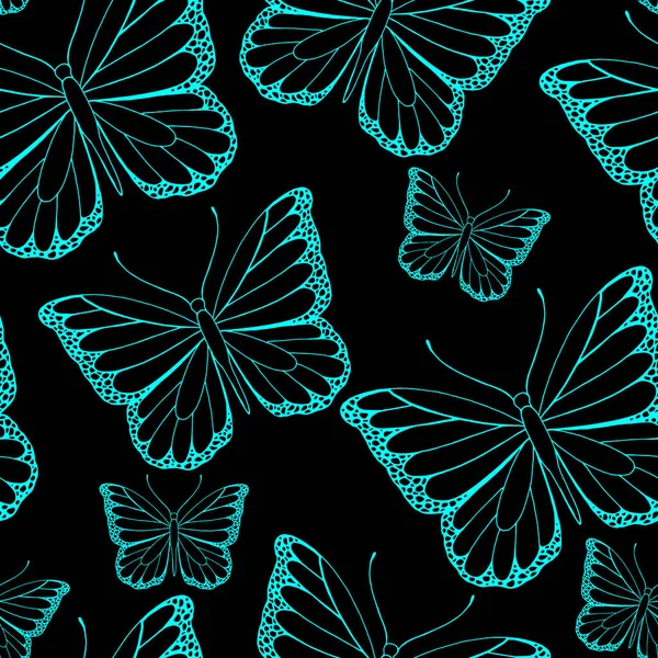 Bezešvé Vzory Monochromatických Barvách Motýlím Vzorem Ornament Tapety Tkaniny Zázemí — Stockový vektor