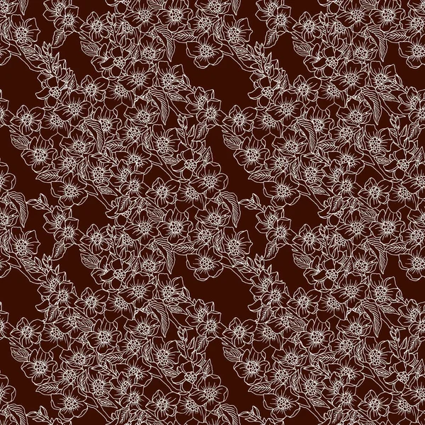 Nahtloses Muster Mit Sakura Zweigen Monochromen Farben Ornament Für Tapete — Stockvektor