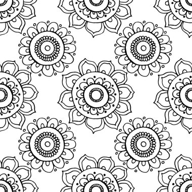 Tek renkli renklerde kusursuz desen, çiçeklerdeki etnik süsler, duvar kağıdı ve kumaş süsü, ambalaj kağıdı, yapıştırma kitabı.