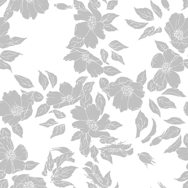 Płynny Wzór Kwiatami Liśćmi Kolorach Monochromatycznych Ozdoba Tapety Tkaniny Opakowanie — Wektor stockowy