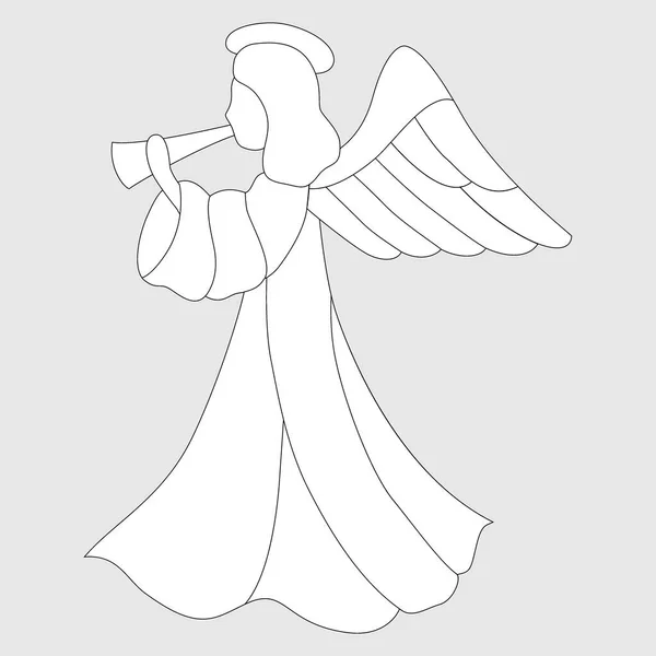 Линейный Рисунок Черно Белом Цвете Эскиз Витража Изображение Ангелов — стоковый вектор