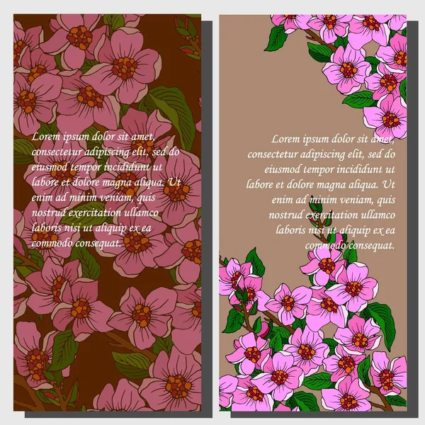 Banner Para Texto Con Flores Sakura Estilo Retro — Vector de stock