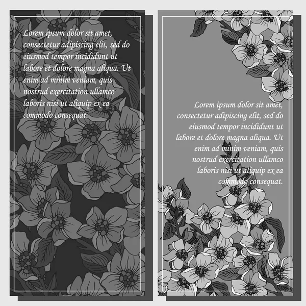 Banner Para Texto Colores Monocromáticos Con Flores Sakura Estilo Retro — Vector de stock