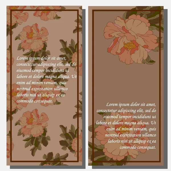 Una Pancarta Para Texto Con Flores Una Peonía Estilo Retro — Vector de stock