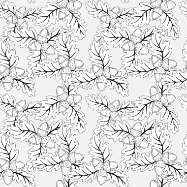 Kusursuz desen, siyah beyaz yapraklı meşe palamudu, antistresi renklendiriyor.