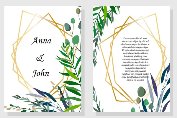 Ensemble Produits Imprimés Pour Mariage Invitations Salutations Cartes Avec Des — Image vectorielle