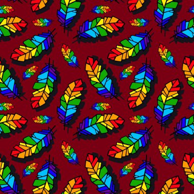 Renkli tüylü kusursuz desen, duvar kağıdı ve kumaş süsü, paket kağıdı, koleksiyon defteri için arkaplan