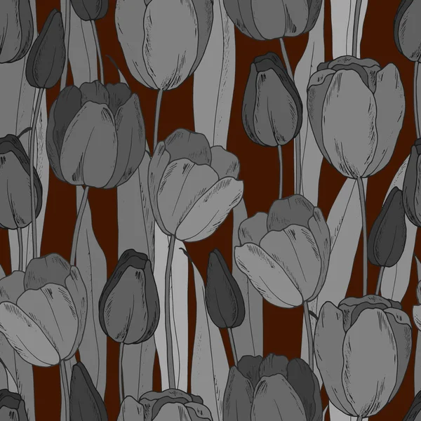 Безшовний Візерунок Тюльпанами Весняний Візерунок Орнамент Шпалер Тканини Обгортковий Папір — стоковий вектор