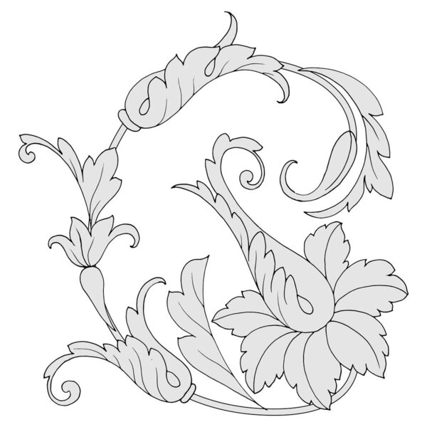 pattern in classic style, isolate on a white background, baroque ornament