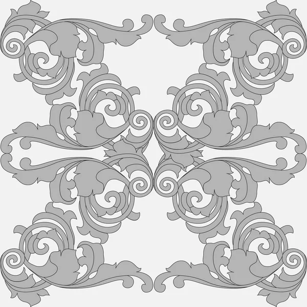 古典的なスタイルのシームレスなパターン白の背景に隔離されたバロック様式の装飾 — ストックベクタ