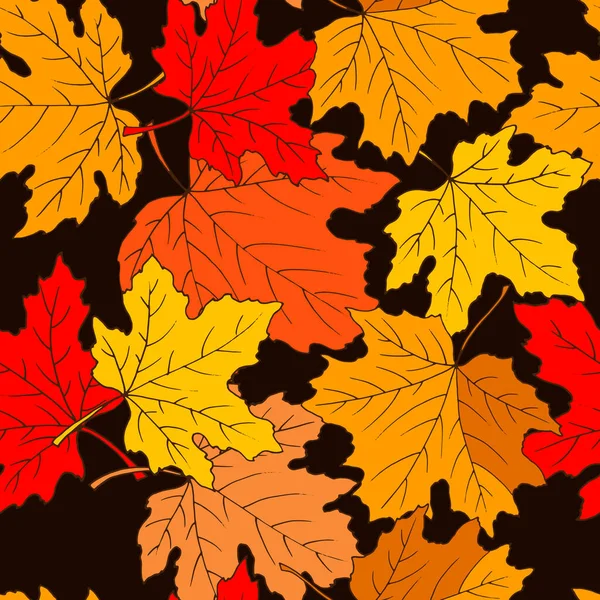 Seamless Pattern Maple Leaves Autumn Colors — Stock Vector