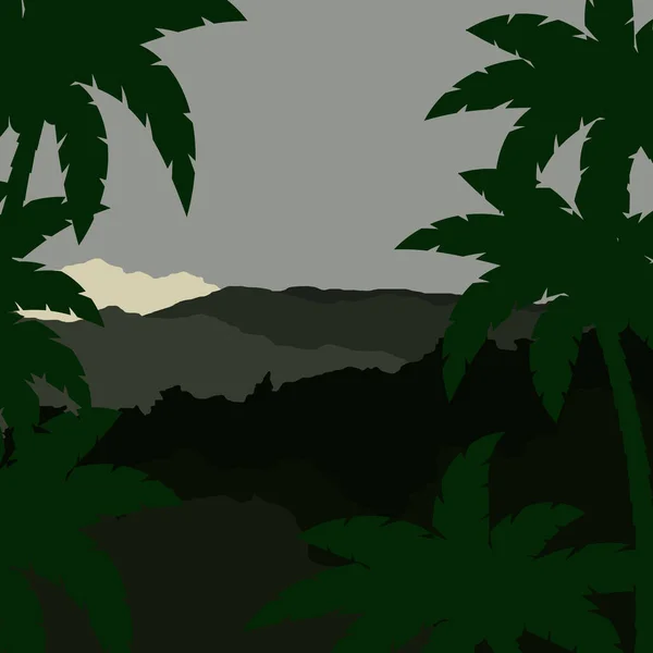 Fond Avec Paysage Tropiques Palmiers — Image vectorielle