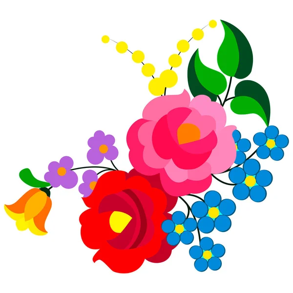 Ornamento Flores Hojas Estilizadas Motivos Florales — Vector de stock