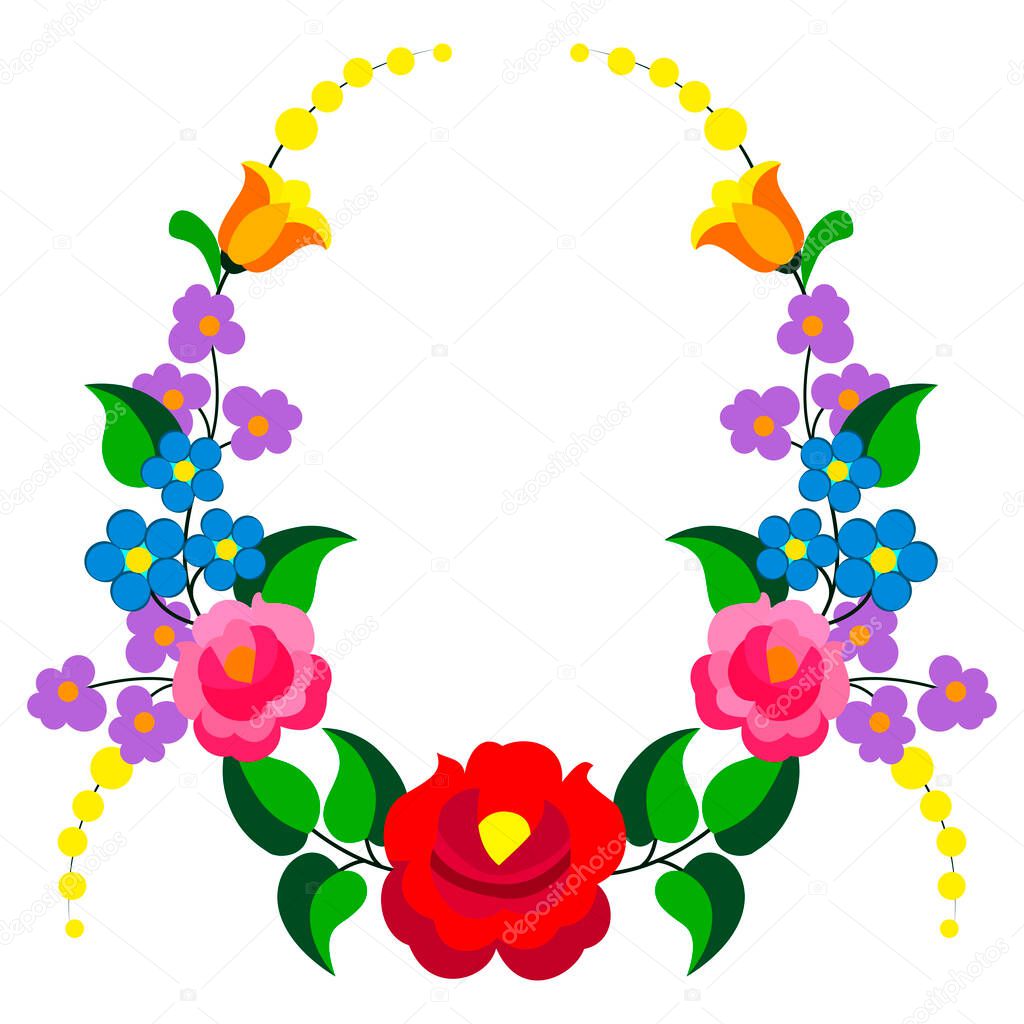 vector illustration, frame, ornament of stylized flowers and leaves, floral patterns
