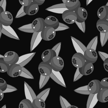 Tek renkli böğürtlen ve yapraklarla kusursuz desen, duvar kağıdı ve kumaş süsü, ambalaj kağıdı