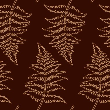 Eğreltiotu yapraklı tek renkli desenli kusursuz desen, duvar kâğıdı ve kumaş süsü, ambalaj kağıdı