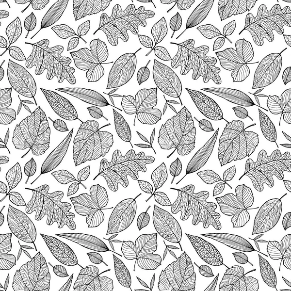 Motif Sans Couture Feuilles Stylisées Dans Des Couleurs Monochromes Ornement — Image vectorielle