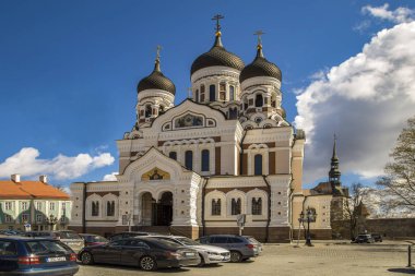 Talline, Estonya Alexander Nevskiy Katedrali. Katedral Ortodoks katedral tapınakta Estonya Ortodoks Kilisesi Moskova ataerkil bir davranış. Toompea yükselişe geçti. 1900 yılı, mimar. Preobragenskiy.