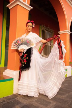 typical distinctive dress from veracruz, mexico south area clipart